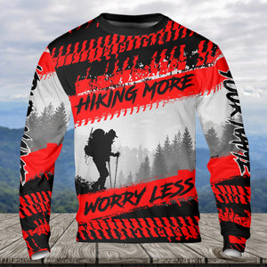 Custom Name Hiking More Worry Less Black Red All Over Print Shirt