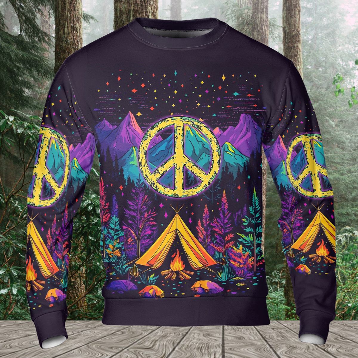 Camping Peace Sign All Over Print Shirt