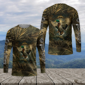 Mallard Duck Hunting Dark Camo All Over Print Shirt