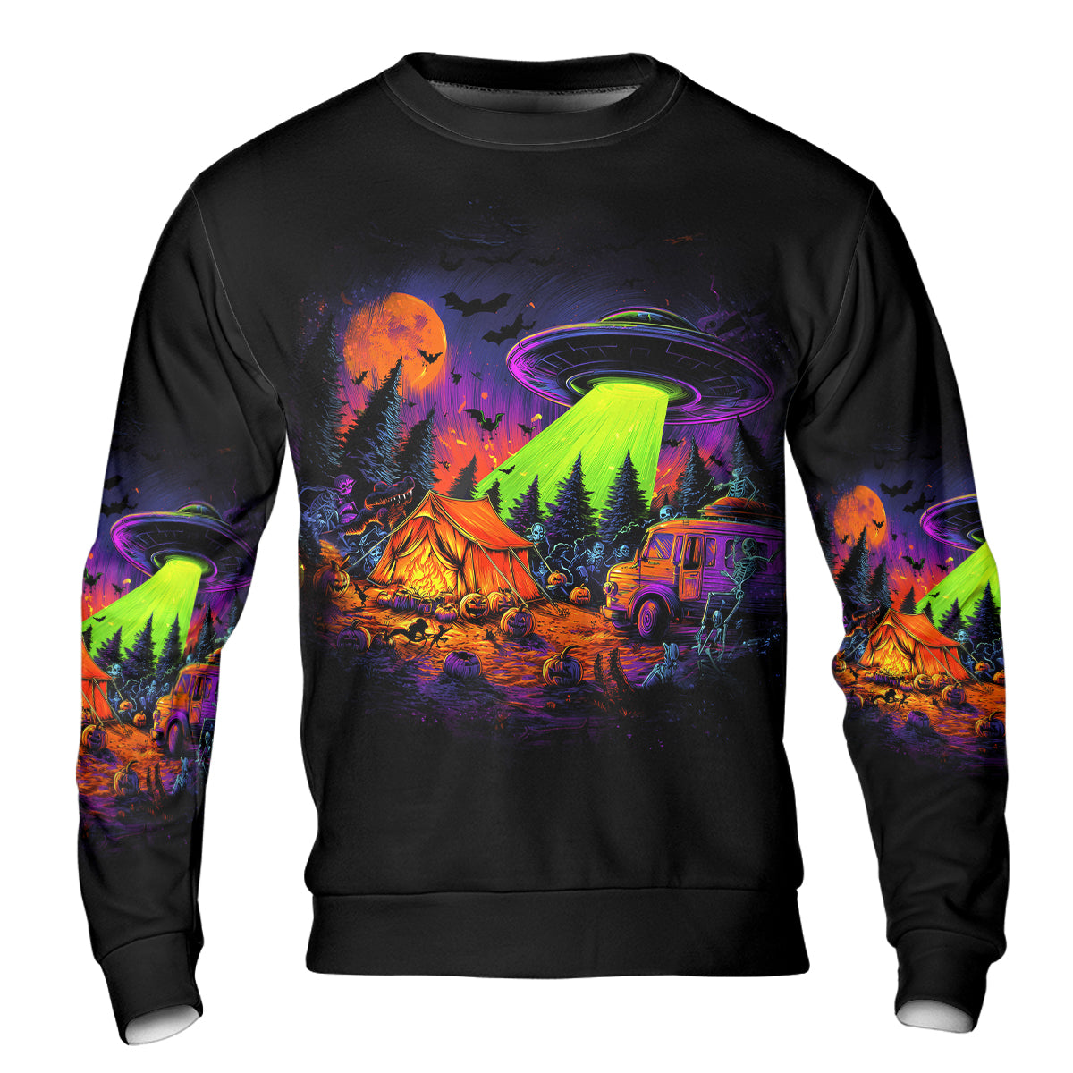 Alien Camp-O-Ween Invasion – UFO Halloween Camping All Over Print Shirt