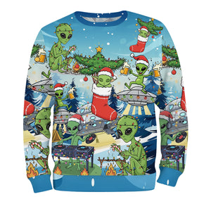 Alien Camping In Santa Custume All Over Print Shirt