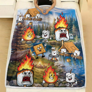 Burnt Marshmallow Camping Fleece Blanket Collection