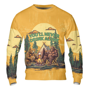 Bigfoot and Bear You'll Never Drink Alone All Over Print Shirt