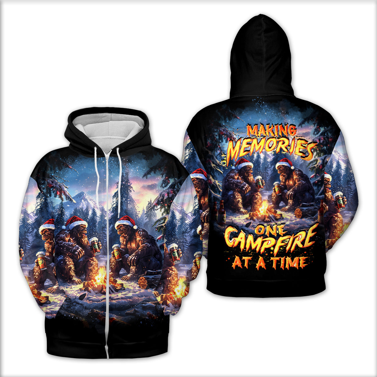 Bigfoot Making Memories One Campfire At A Time Christmas All Over Print Shirt