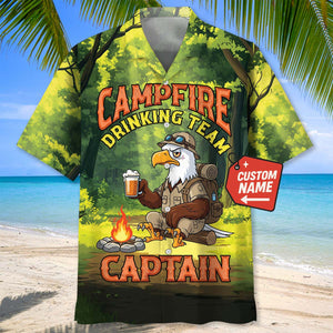 Campfire Drinking Team Captain Eagle Hawaiian Shirt