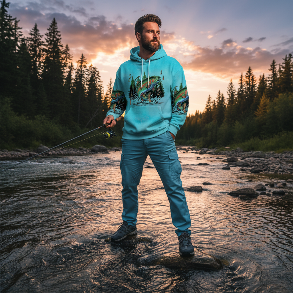 Fish Around And Find Trout Retro Graphic All Over Print Shirt