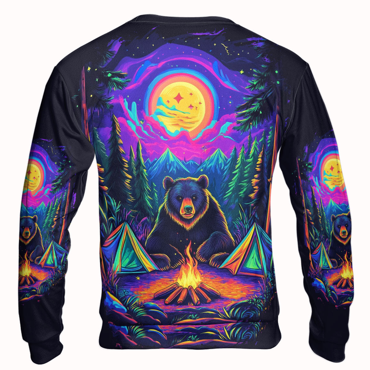 Camping Night With Bear All Over Print Shirt