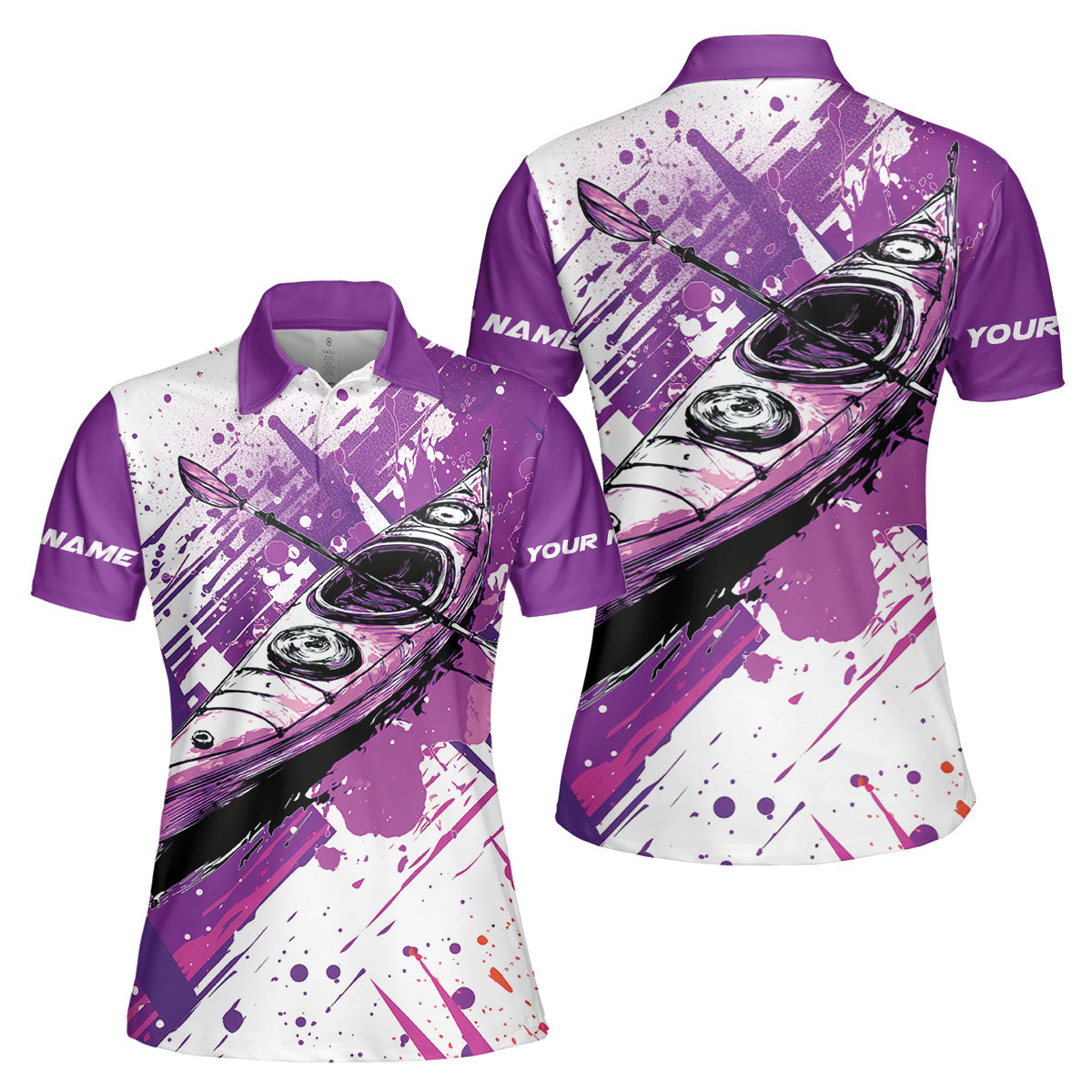 Custom Name Kayaking Purple All Over Print Shirt