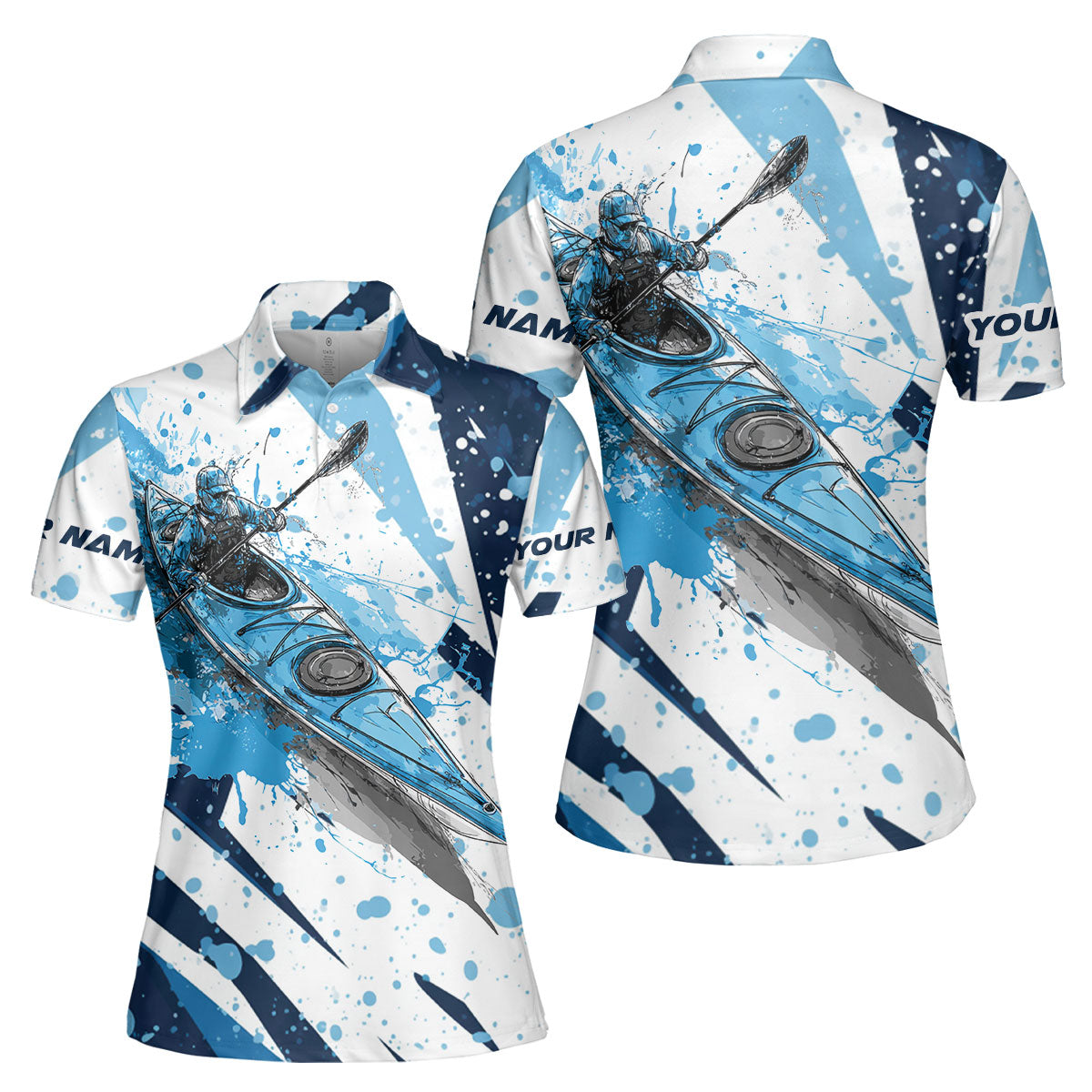 Custom Name Kayaking Blue All Over Print Shirt