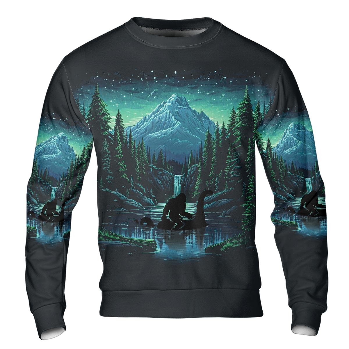 Bigfoot Riding Loch Ness Into The Forest I Go All Over Print Shirt