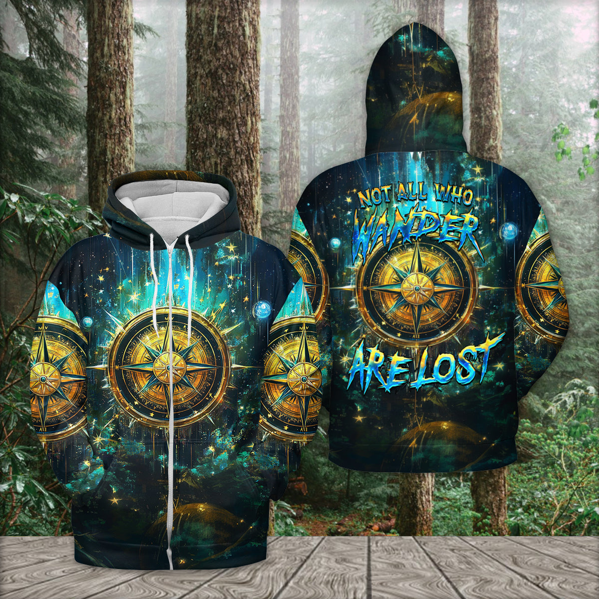 Not All Who Wander Fantasy Compass All Over Print Shirt