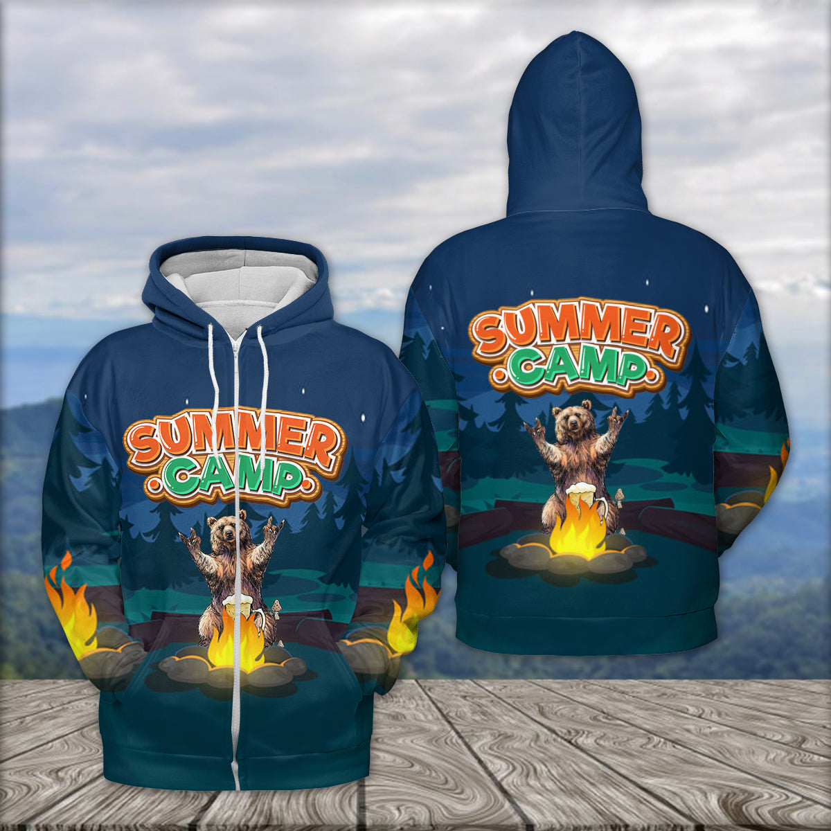 Summer Camp Grizzly Bear All Over Print Shirt