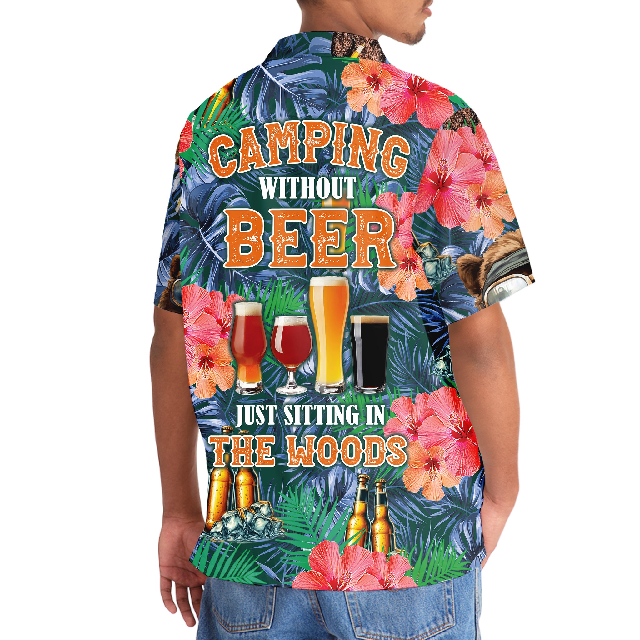 Bear Camping With Beer Hawaiian Shirt