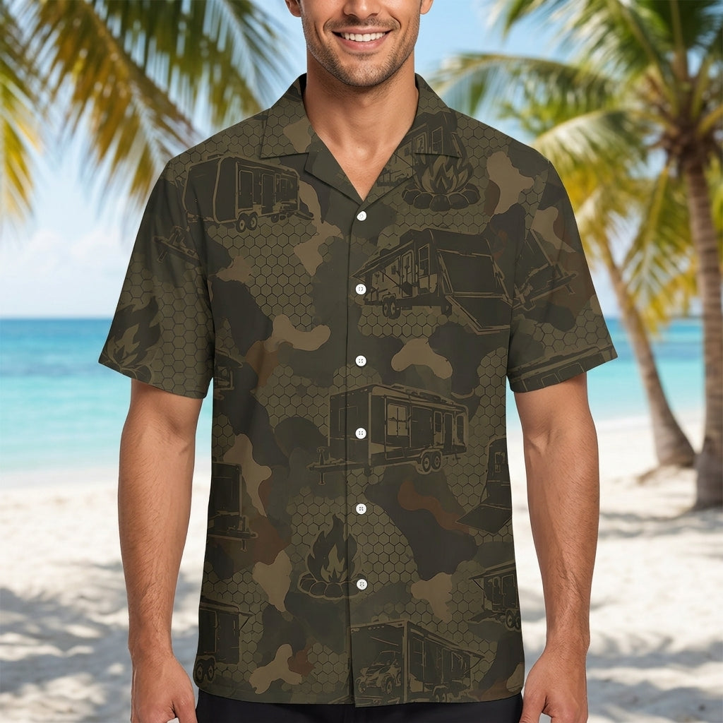 Toy Hauler Camping Camouflage Hawaiian Shirt