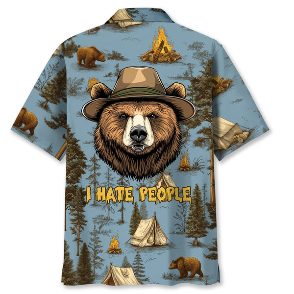 Camping Bear I Hate People Hawaiian Shirt