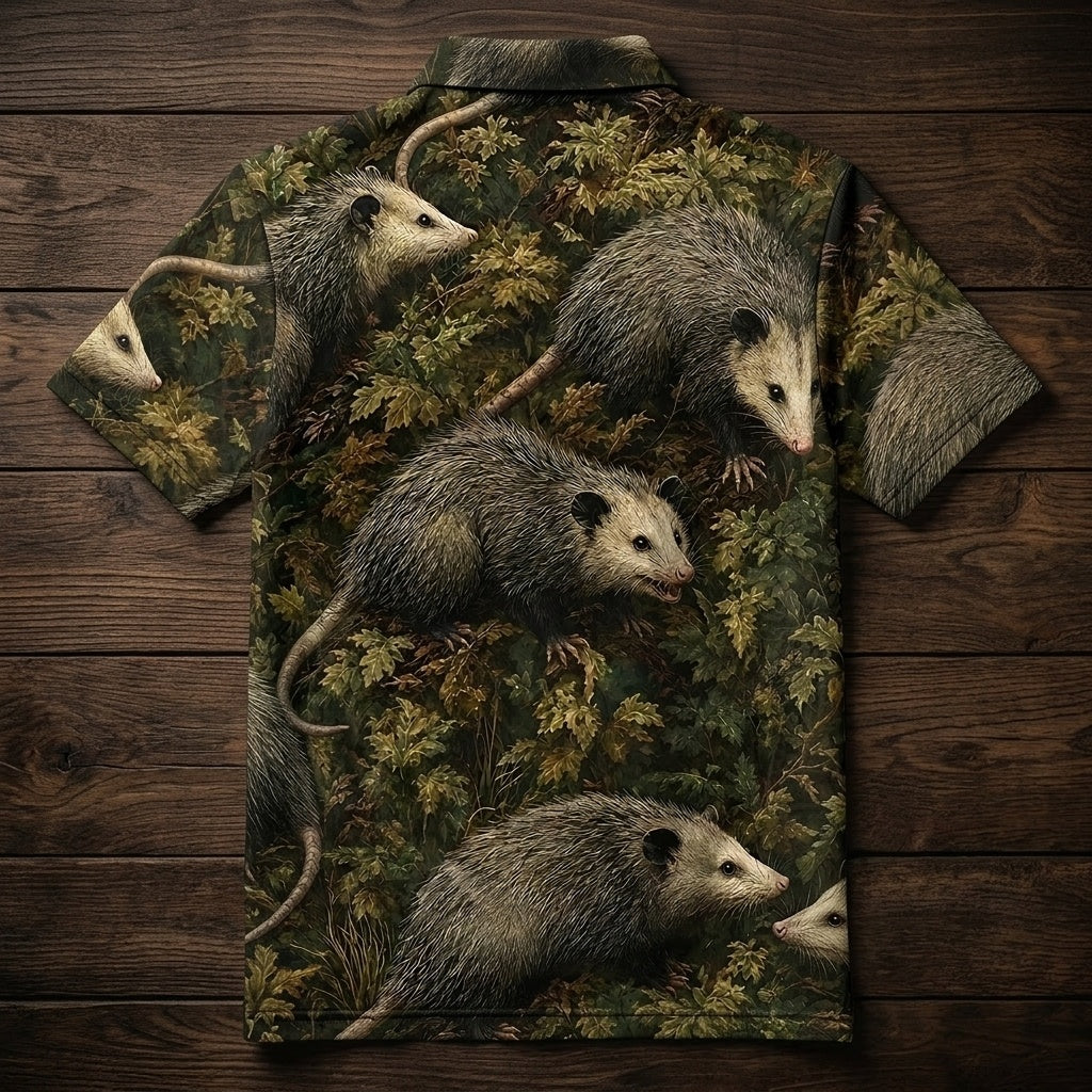 Wild Opossum Vintage Pattern Men Polo Shirt