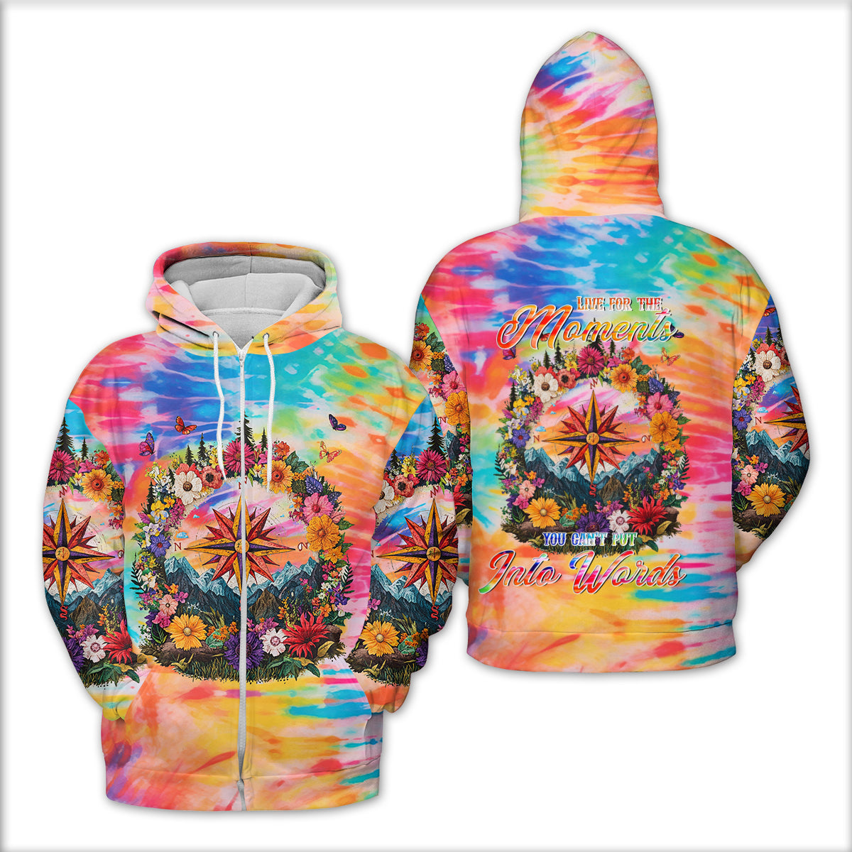 Live For The Moments Compass Flower All Over Print Shirt
