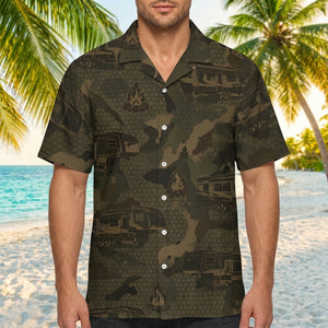 Fifth Wheel Camping Camouflage Hawaiian Shirt