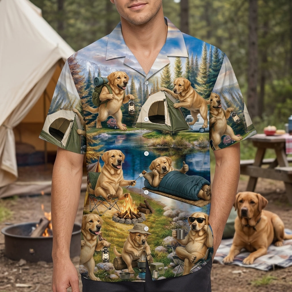 Labrador Retriever Dog Funny Camping Hawaiian Shirt