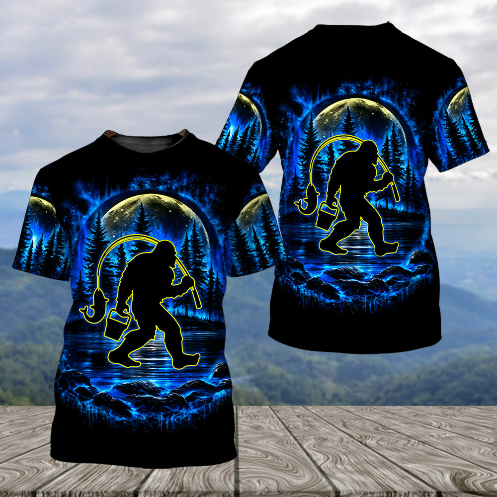 Bigfoot Fishing All Over Print Shirt