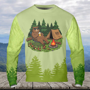 Funny Bear Drinking Camping All Over Print Shirt