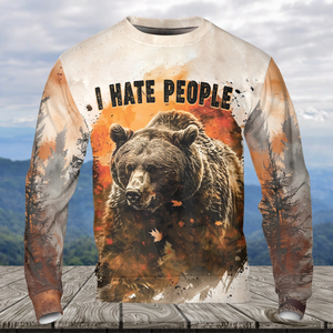 Bear Forest I Hate People All Over Print Shirt