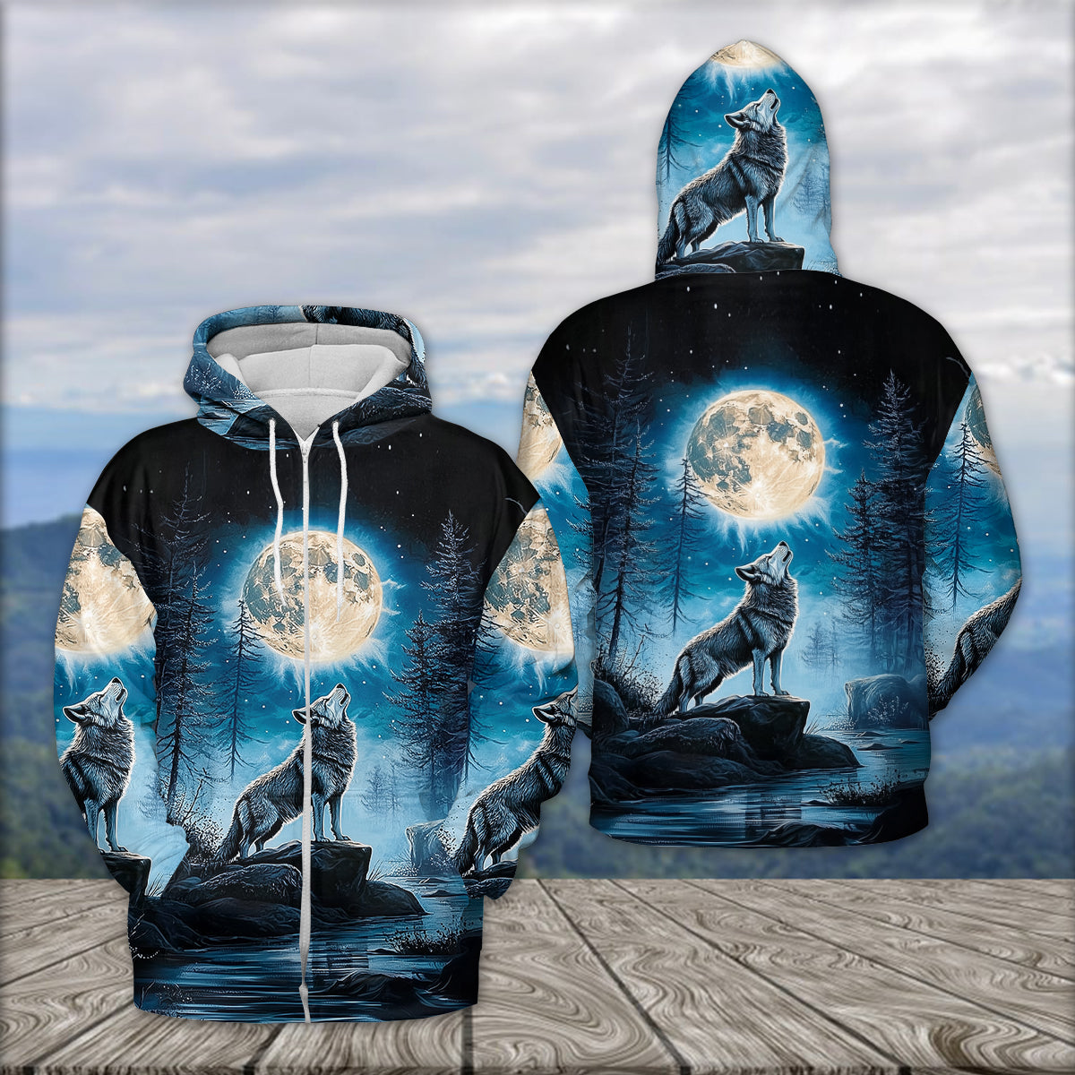 Wolf Moon Light Art All Over Print Shirt