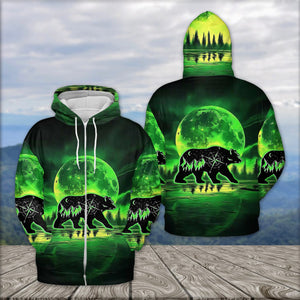Bear Green Moonlit Art All Over Print Shirt