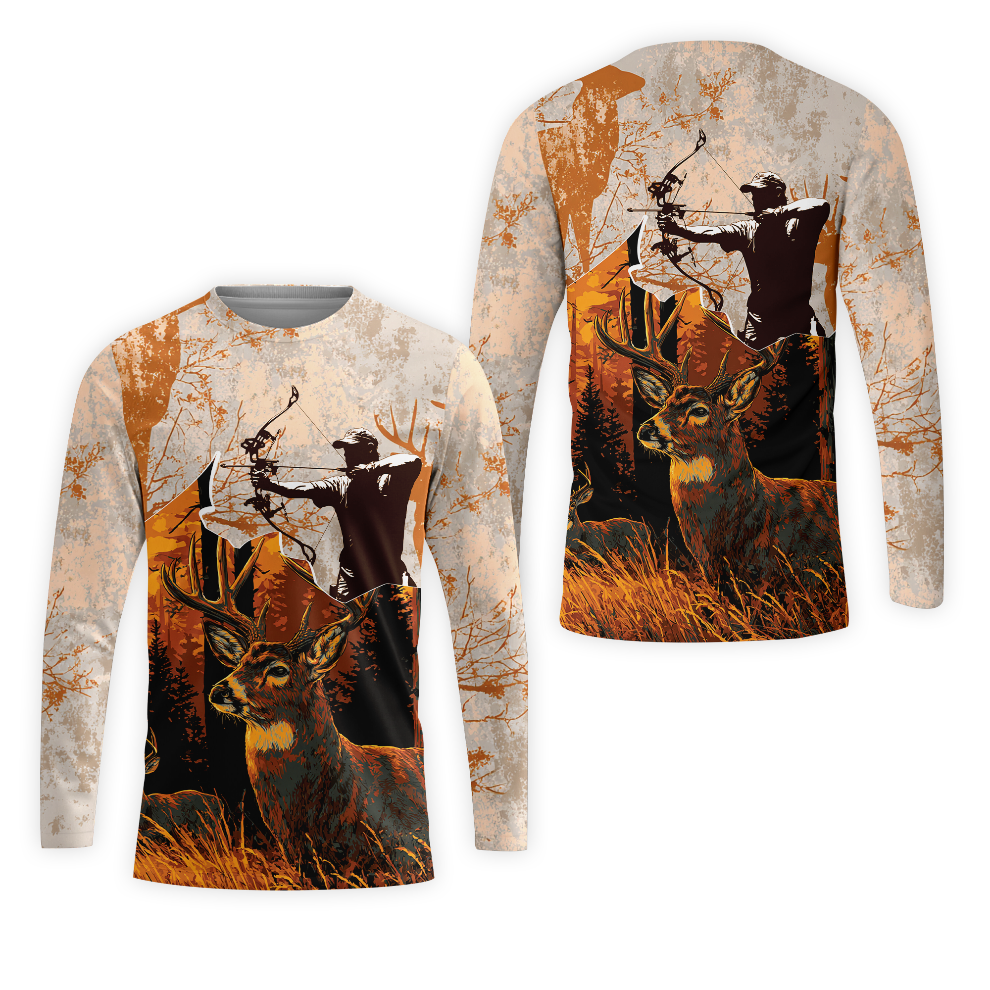 Vintage Deer Hunting Orange All Over Print Shirt