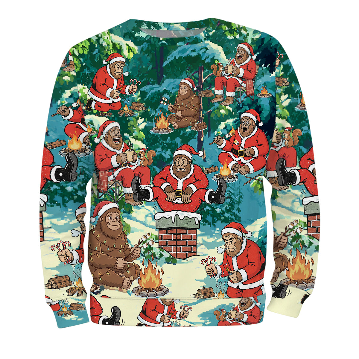 Bigfoot Camping Xmas All Over Print Shirt