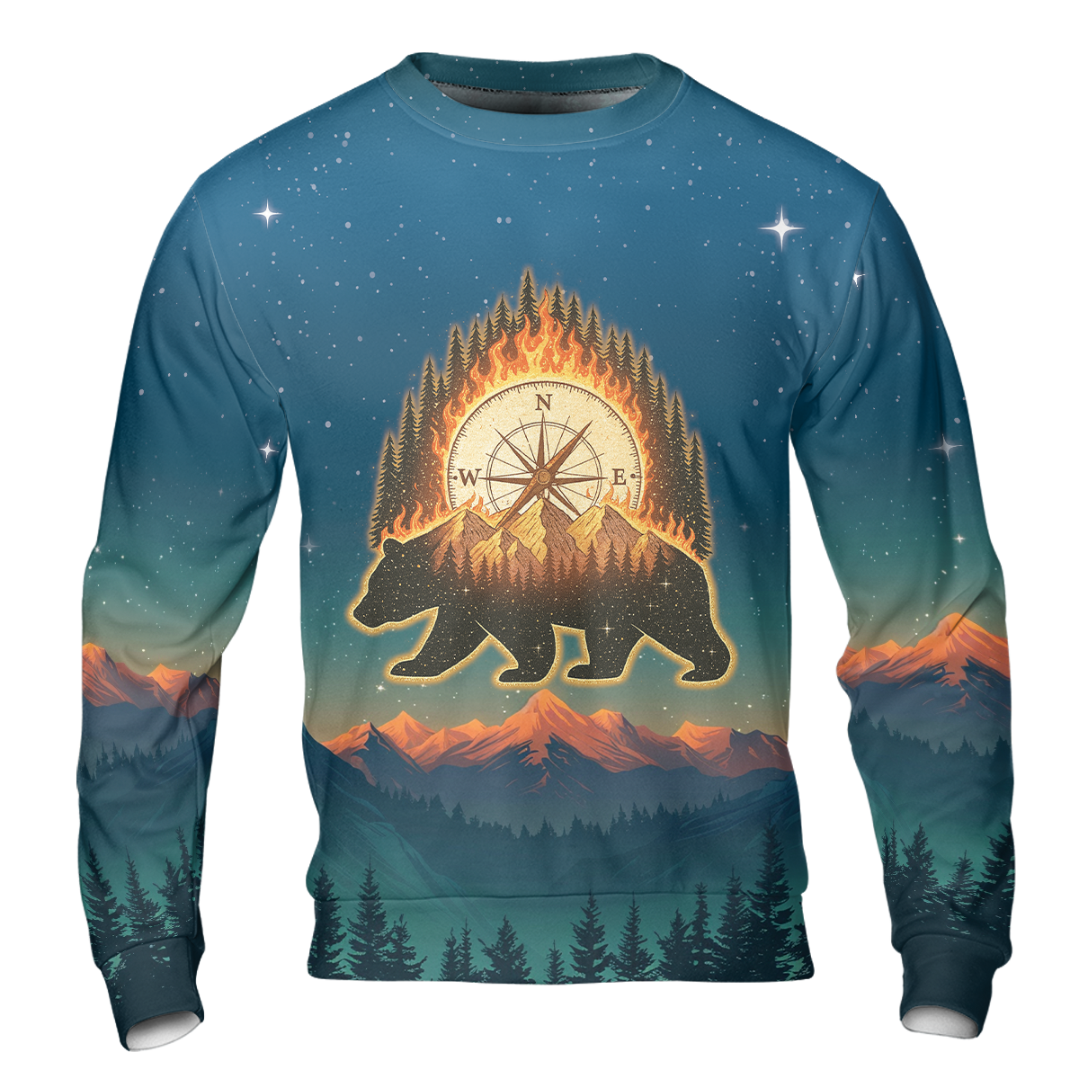 Bear Camp I Hate People  Mountain Night Forest All Over Print Shirt