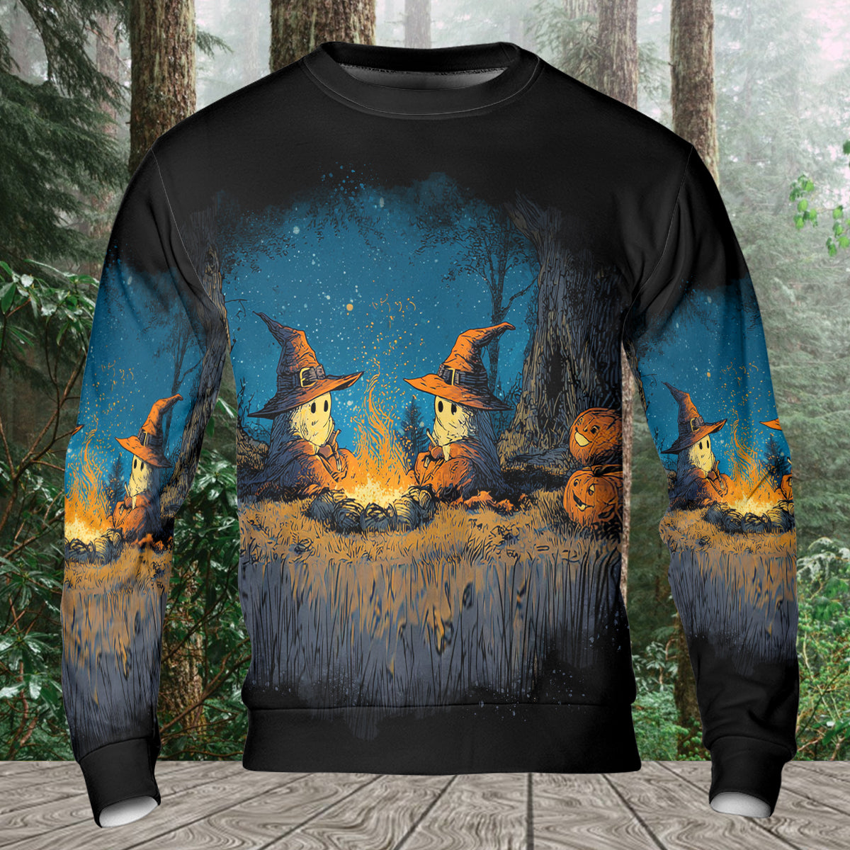 Spooky Pumpkin Campfire Night All Over Print Shirt