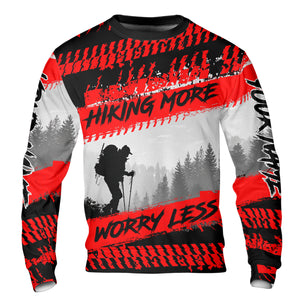 Custom Name Hiking More Worry Less Black Red All Over Print Shirt