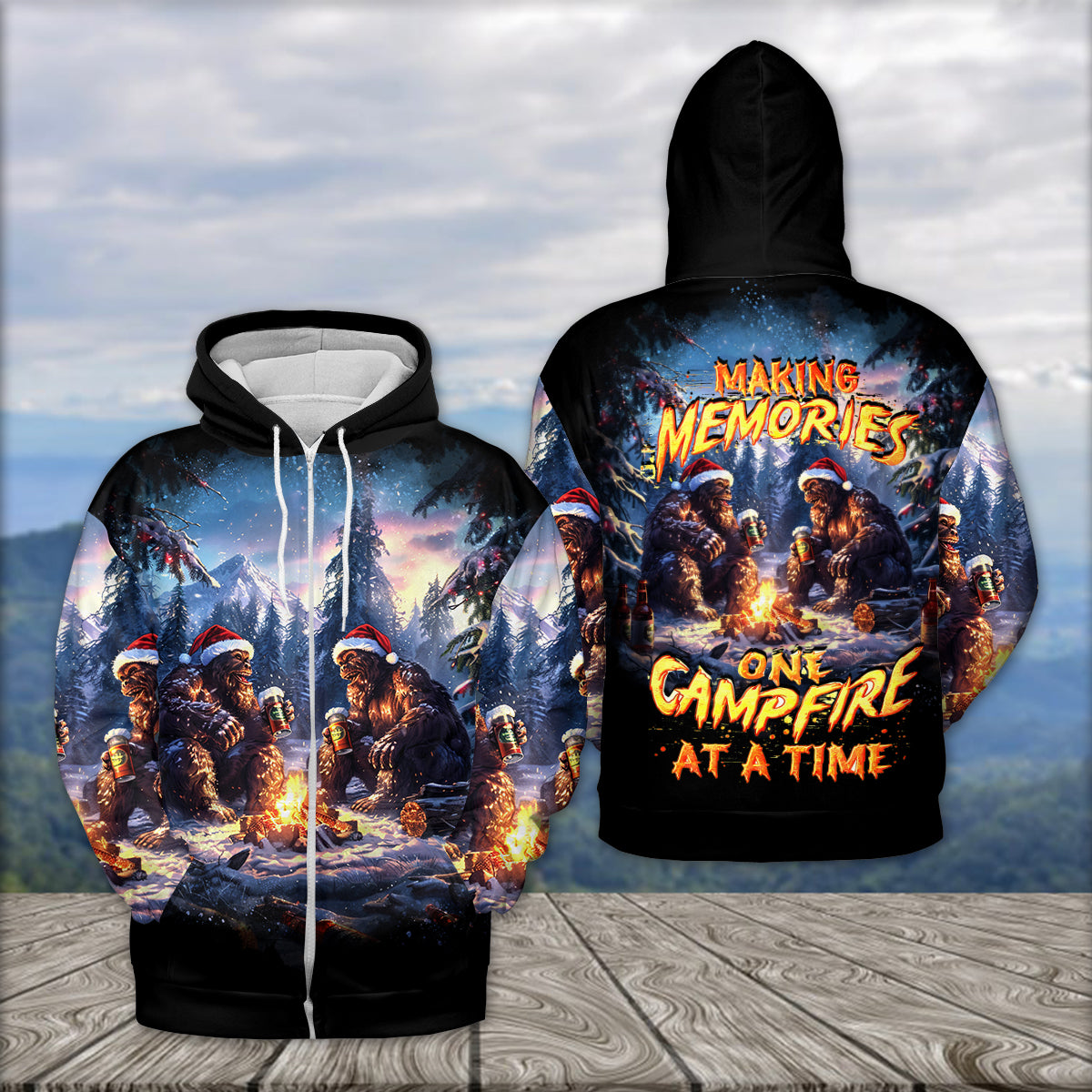 Bigfoot Making Memories One Campfire At A Time Christmas All Over Print Shirt