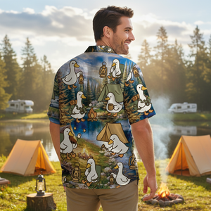 Funny Cute Goose Camping Hawaiian Shirt