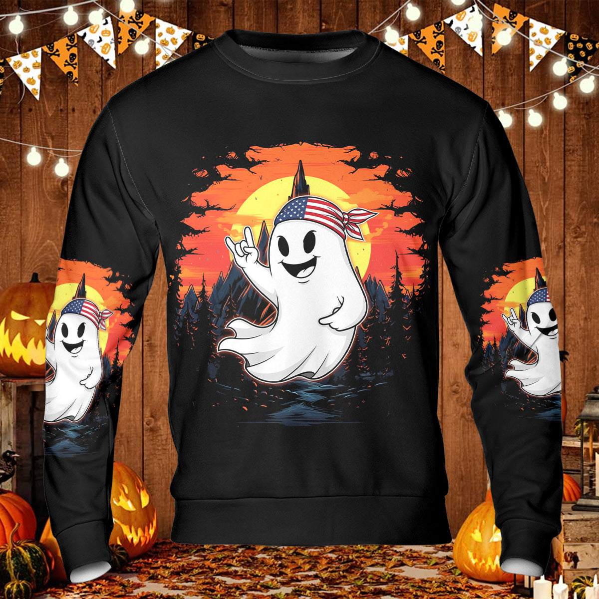 Spooky Boo In The Forest All Over Print Shirt