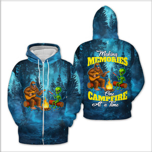 Bigfoot And Alien Making Memories One Campfire At A Time Christmas All Over Print Shirt