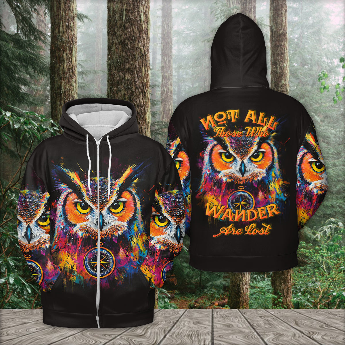 Not All Who Wander Are Lost Owl All Over Print Shirt