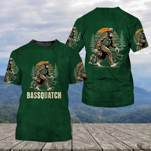 Bassquatch Bigfoot Fishing All Over Print Shirt