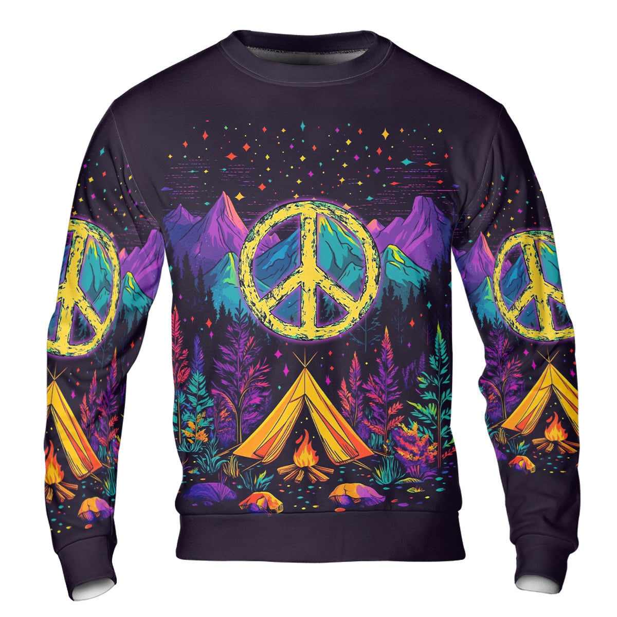 Camping Peace Sign All Over Print Shirt