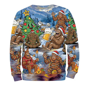 Bigfoot Camping In Santa Costume All Over Print Shirt