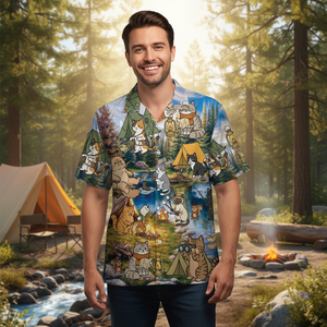 Funny Cat Campsite Hawaiian Shirt
