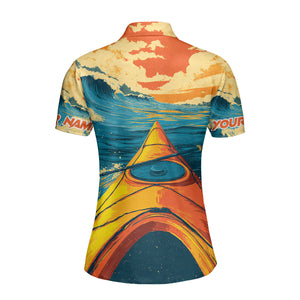 Custom Name Sunset Kayaking Scene All Over Print Shirt