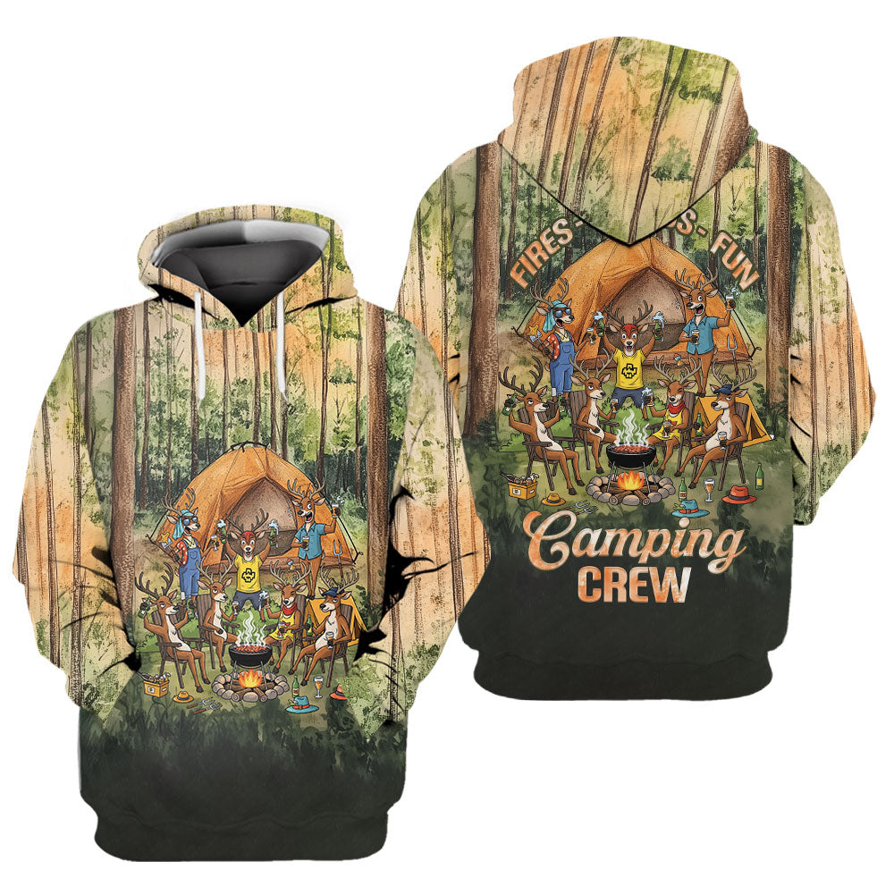 Friends, Fires, Fun Camping Crew Deer All Over Print Shirt