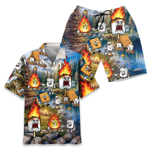 Vintage Camping Marshmallow Hawaiian Shirt
