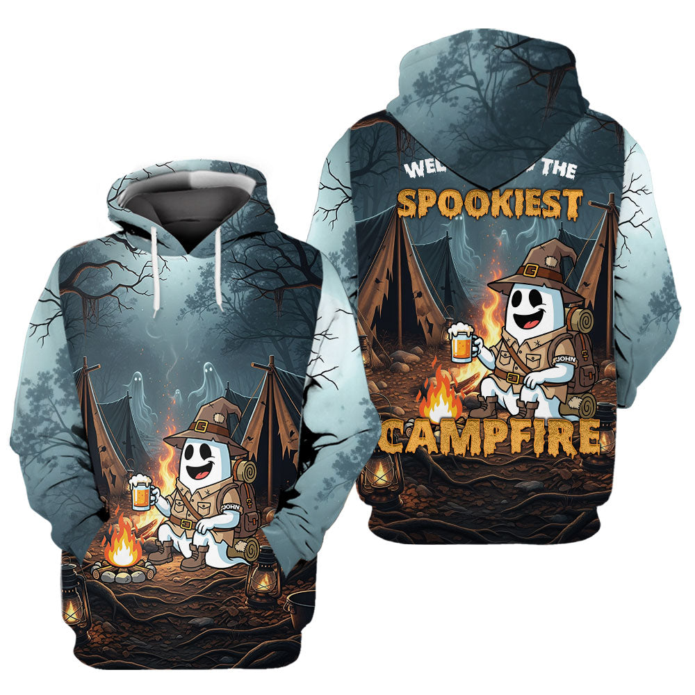 Custom Name Welcome To The Spookiest Campfire All Over Print Shirt