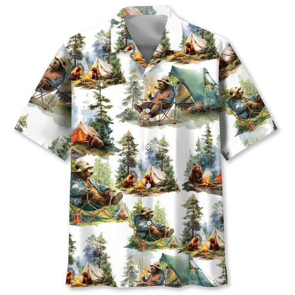 Camping Bear Chill Forest Hawaiian Shir