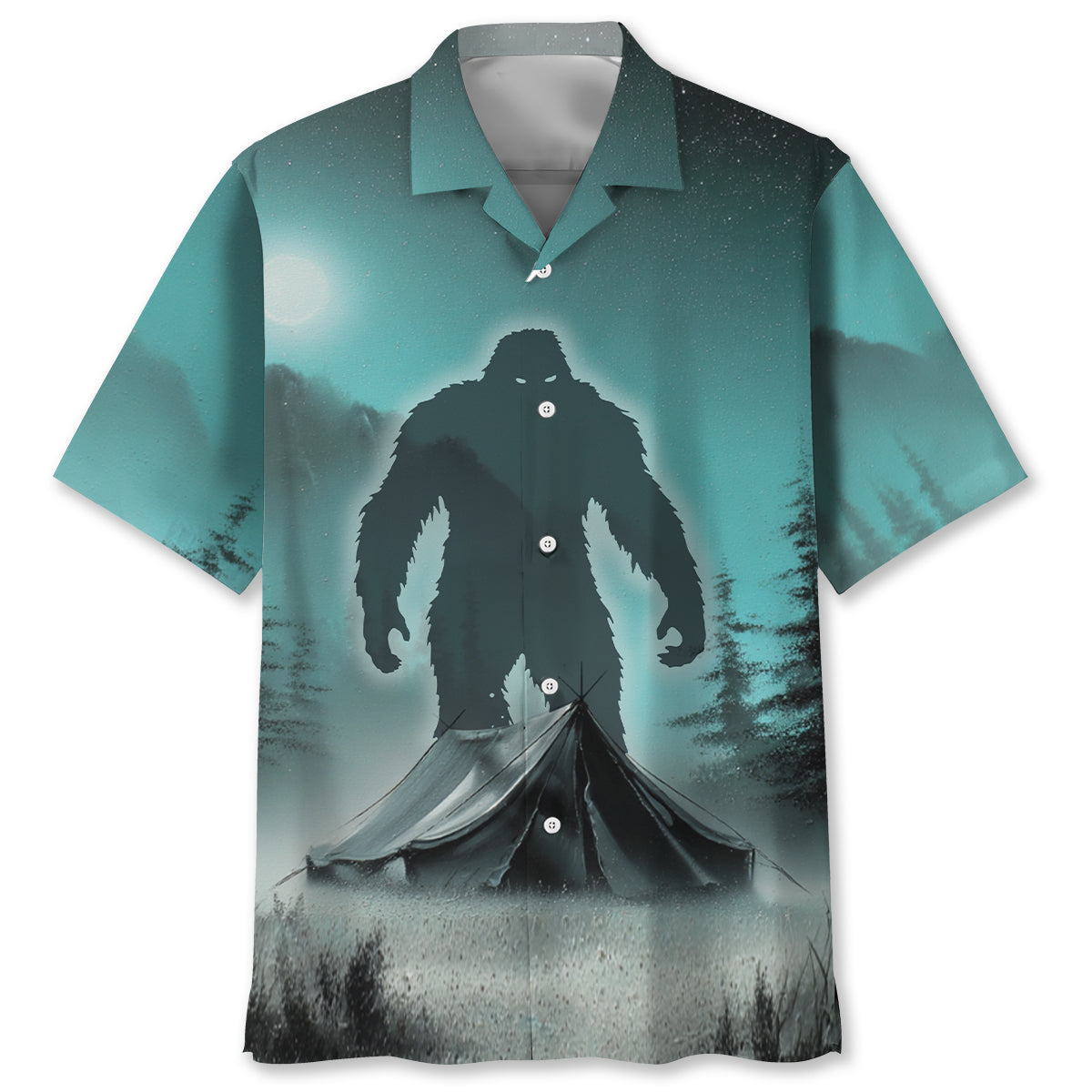 Mysterious Bigfoot At Campsite Hawaiian Shirt
