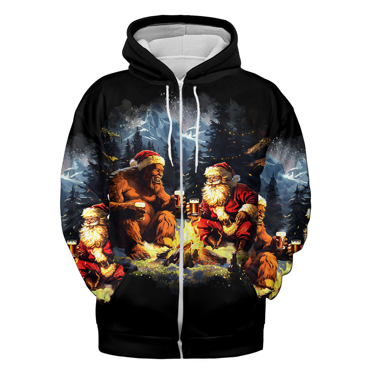 Funny Bigfoot & Santa Life Is Better Around The Campfire All Over Print Shirt