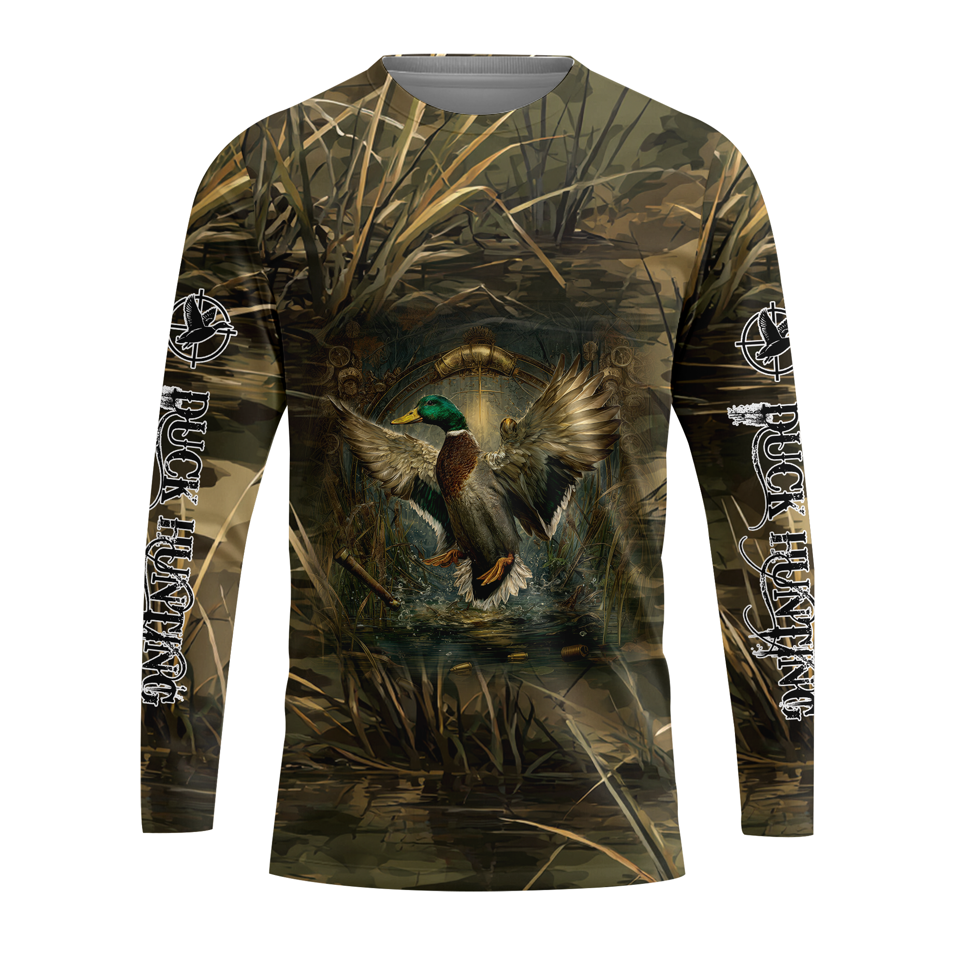 Mallard Duck Hunting Dark Camo All Over Print Shirt